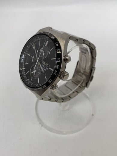 商品画像：WORLD TIME SOLAR ソーラー腕時計/アナログ/BLK/SLV/V195-0AE0 2