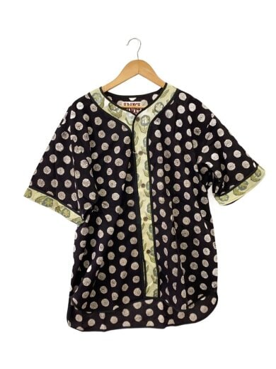 商品画像：半袖シャツ/XL/ボタニカルブロックプリントベースボールシャツ/BLK/総柄/1015850// 1