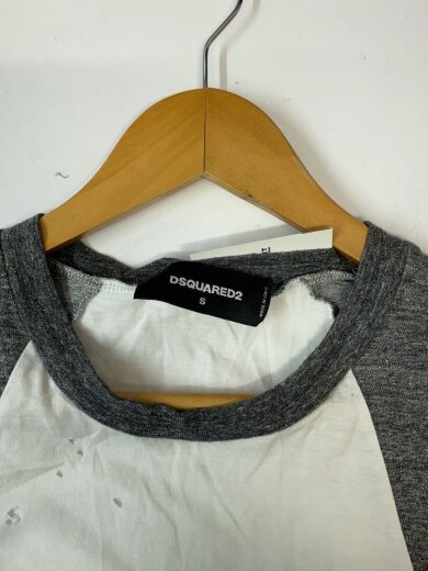 商品画像：ダメージ加工ラグランTシャツ/S/コットン/WHT/s71gd0657/ヘザーグレー// 3