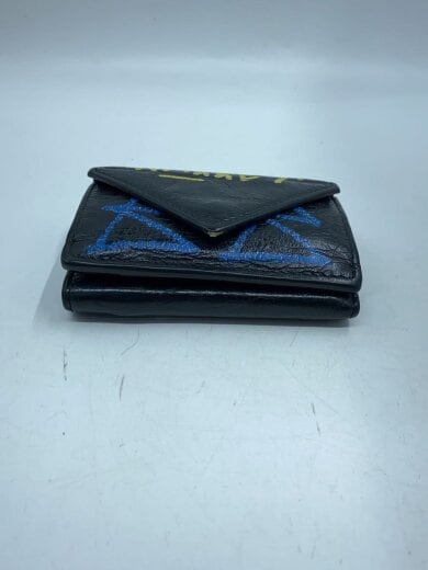 商品画像：グラフィック ペーパー ミニウォレット/3つ折り財布/レザー/BLK/メンズ 4
