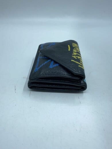 商品画像：グラフィック ペーパー ミニウォレット/3つ折り財布/レザー/BLK/メンズ 5
