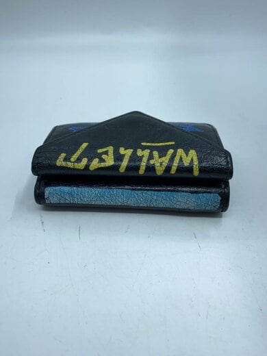 商品画像：グラフィック ペーパー ミニウォレット/3つ折り財布/レザー/BLK/メンズ 6