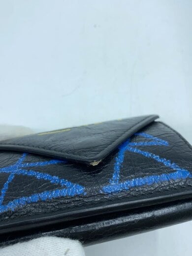 商品画像：グラフィック ペーパー ミニウォレット/3つ折り財布/レザー/BLK/メンズ 9