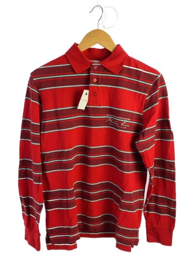 商品画像：長袖/ポロシャツ/S/コットン/RED/ボーダー 1
