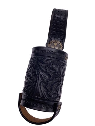 商品画像：大和工房/カービングレザー/ボトルホルダー/レザー/BLK/メンズ 1