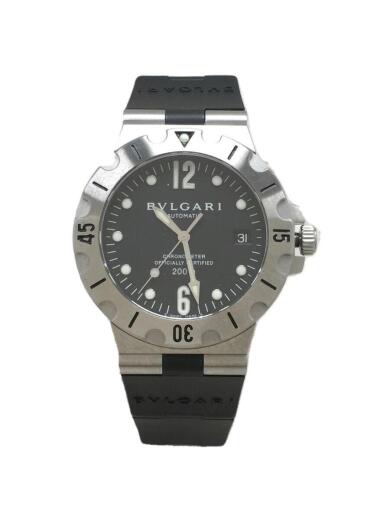 画像：BVLGARIダイバーズウォッチ/自動巻腕時計/ステンレス/BLK/SLV/SS/デイト/クロノメーター//DIAGONO ディアゴノ 200M ドットインデックス1