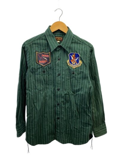 商品画像：長袖シャツ/14.5/コットン/GRN/ストライプ/br26858 1