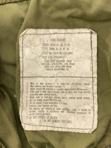 画像：US.ARMYジャケット/L/コットン/KHK/8415-00-782-2942//3