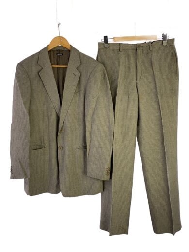 商品画像：内側シミ/スーツ/48/リネン/KHK/ストライプ 1