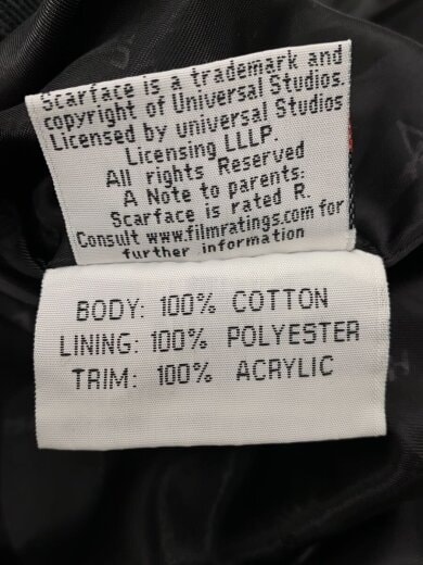 商品画像：scarface/汚れ有/ジャケット/--/コットン/BLK 4
