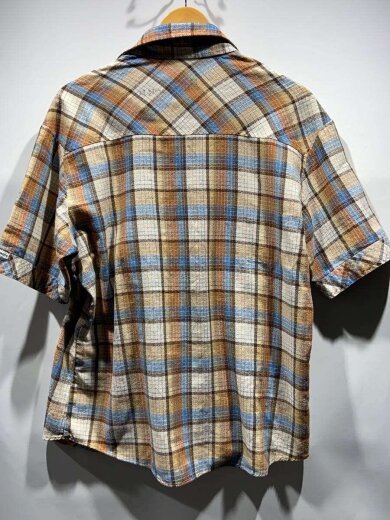 商品画像：VI/70s/80s/半袖オンブレチェックシャツ/襟芯半袖シャツ/--/--/マルチカラー/チェック 2