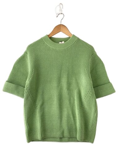 商品画像：26SS/OVER HALF SLEEVE KNIT TOPS/1/コットン/GRN/10106-2083// 1