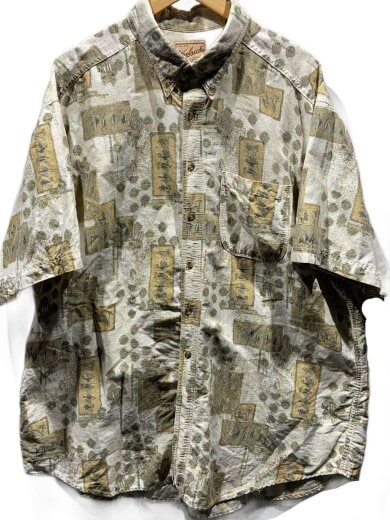 商品画像：R/90s/USA製/半袖シャツ/XXL/コットン/BEG/総柄// 1