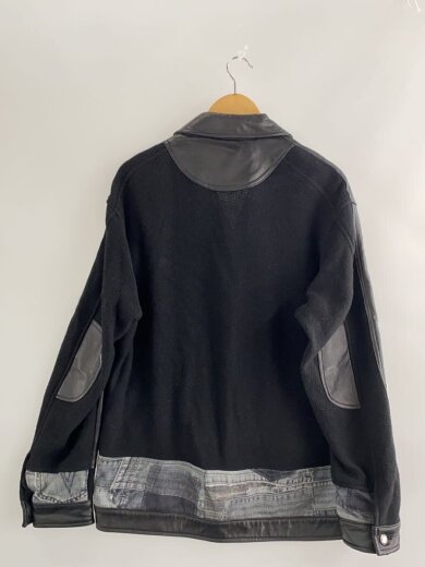 商品画像：ニットコンビレザージャケット/S/フェイクレザー/BLK/8281/419/800// 2