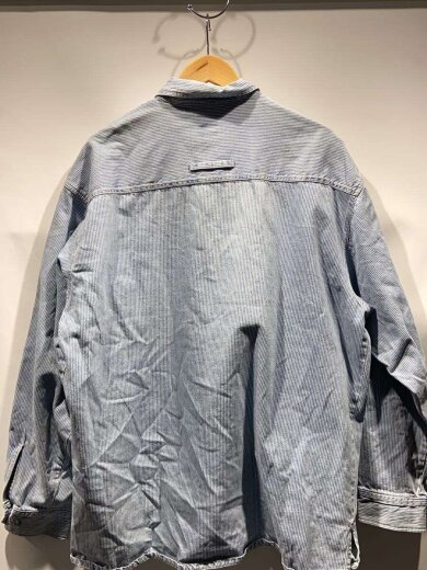 商品画像：S/00s/ハーフジップ/長袖シャツ/XL/デニム/IDG/ストライプ/113291-00-1 2