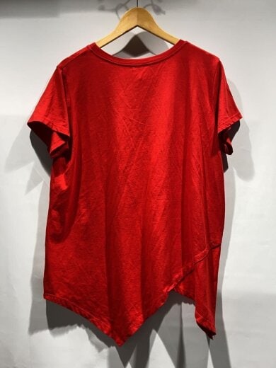 商品画像：LY/イタリア製/アシンメトリーデザイン/ドローイング/ロックTシャツ/L/コットン/RED/無地 2