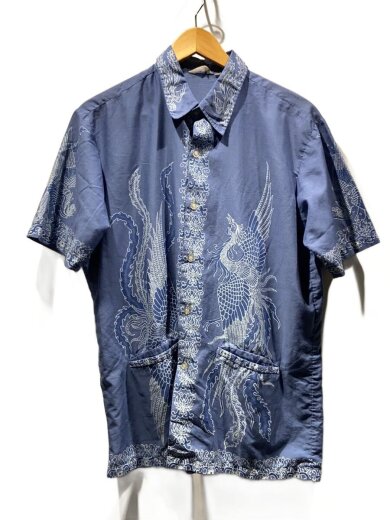 商品画像：VI/推定60s-70s/鳳凰/ダブルポケット/両面プリント/半袖シャツ//BLU/総柄// 1