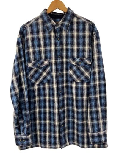 商品画像：N/90s/ヘビネル/長袖シャツ/L-TALL/コットン/NVY/チェック 1