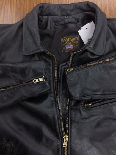 画像：VANSONシングルライダースジャケット/40/レザー/BLK/無地4