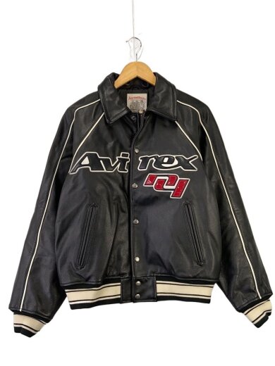 商品画像：COW LOGO VARSITY JACKET/レザージャケット・ブルゾン/M/レザー/BLK 1