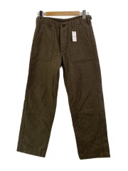 スラックスパンツ/S/ウール/KHK/ヘリンボーン