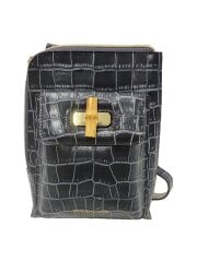 ショルダーバッグ/レザー/GRY/クロコ型押し