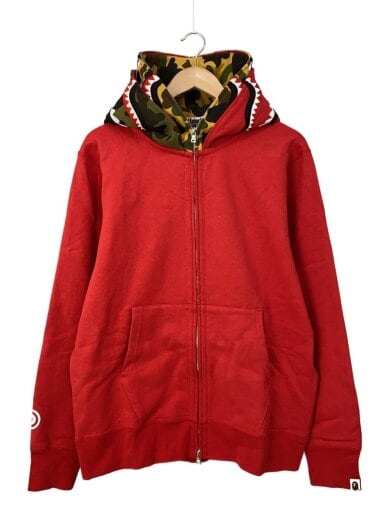 商品画像：ジップパーカー/L/コットン/RED/無地/001ZPL701007M 1