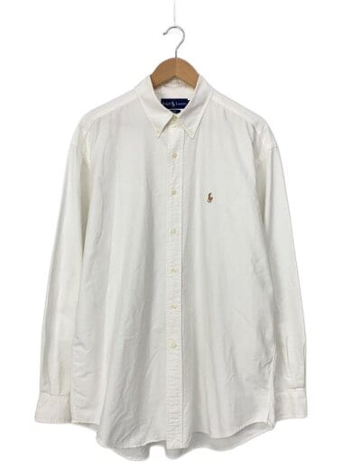 商品画像：長袖シャツ/L/コットン/WHT/無地 1