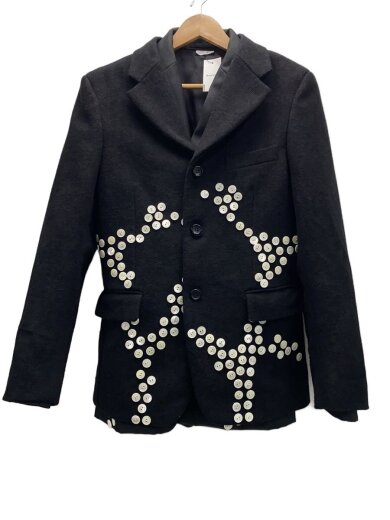 商品画像：24AW/2ピース/2枚重ね ボタン装飾 テーラードジャケット/M/ポリエステル/ブラック// 1