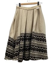 03AW/ノルディック柄 ニットスカート/ウール/BEG/UK-N005