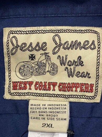 商品画像：90s/WEST COST CHOPPERS/2XL/半袖シャツ/アイアンクロス/ポリエステル/NVY 3