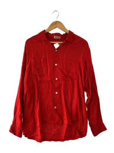 商品画像：長袖シャツ/L/レーヨン/RED/無地 1