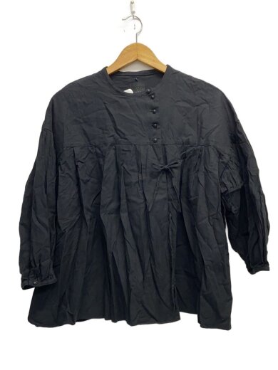 商品画像：長袖ブラウス/--/コットン/BLK/無地/portom19121 1