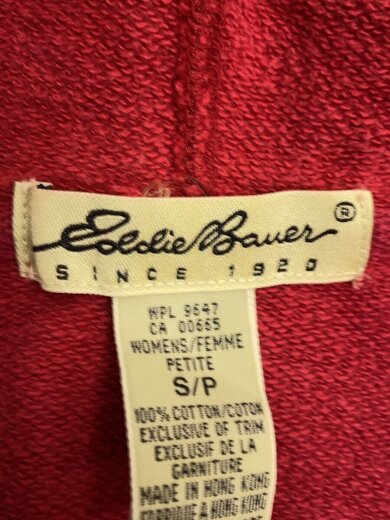 商品画像：ジップパーカー/S/コットン/RED/00183 3