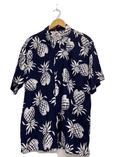 商品画像：アロハシャツ/XL/レーヨン/NVY/総柄/dikes pineappele 1