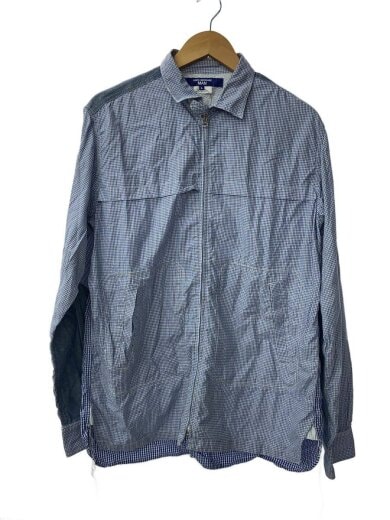 商品画像：長袖シャツ/L/コットン/BLU/チェック/WK-B013/AD2022/zipシャツ 1