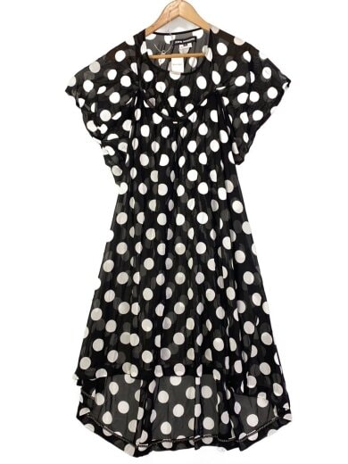 商品画像：半袖ワンピース/XS/コットン/BLK/ドット/JI-O044/22SS/裾チェーン半袖シアーワンピース// 1