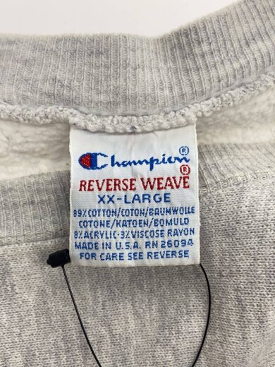 画像：Championスウェット/XXL/コットン/GRY/無地/reverse weave/90s/usa製/汚れ有3