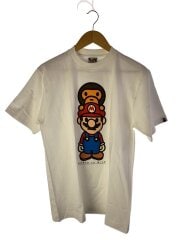×マリオ/任天堂/Tシャツ/M/コットン/WHT