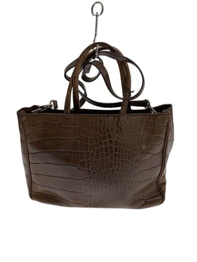 商品画像：クロコ型押し/トートバッグ/レザー/BRW 1