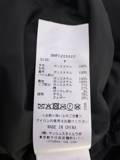 商品画像：ダウンジャケット/FREE/ポリエステル/BLK/無地/SWFC255023 4