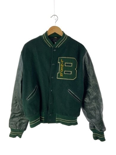 商品画像：スタジャン/--/ウール/GRN/70S～80S/レザー使用感/袖口破れ 1