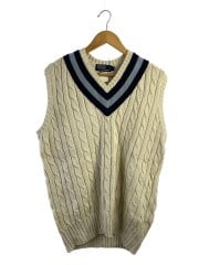 ニットベスト(薄手)/L/コットン/WHT