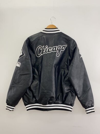 商品画像：フェイクレザースタジャン/white sox/スタジャン/M/フェイクレザー/ブラック/無地 2