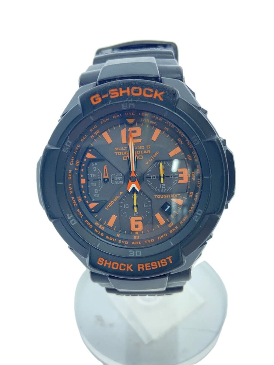 CASIO / ソーラー腕時計・G-SHOCK/アナログ/ラバー/BLK/BLK/SS