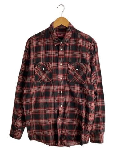 商品画像：長袖シャツ/M/コットン/RED/チェック/HS-11035// 1