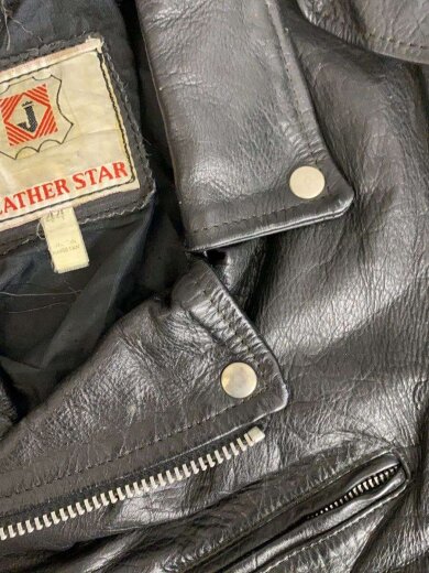 商品画像：90s～/LEATHER　STER/ダブルライダースジャケット/44/レザー/BLK 4