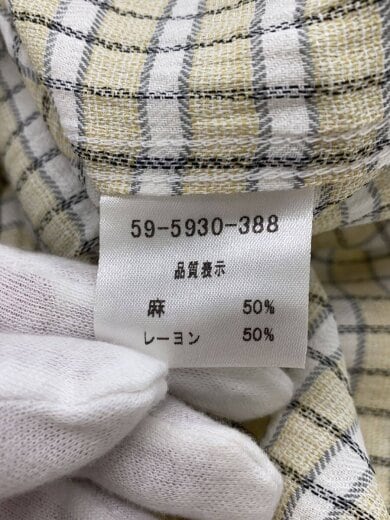 商品画像：タグ付/BDシャツ/半袖シャツ/50/リネン/レーヨン/ホワイト/チェック/59-5930-388 5