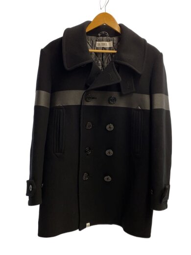 商品画像：20AW/ラインプリント/ピーコート/M/ウール/ブラック 1