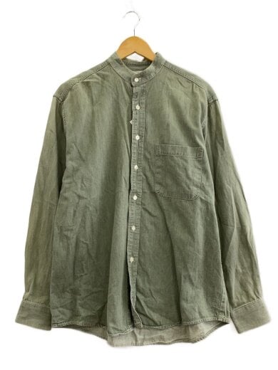 商品画像：90s/巨人タグ/バンドカラーシャツ/長袖シャツ/M/コットン/カーキ 1